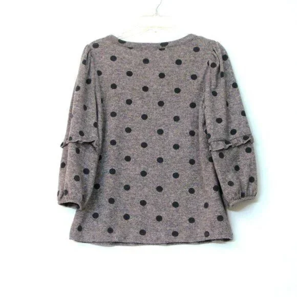 Adrienne Vittadini Heather Pink Polka Dot Puff Sleeve Sweater - Picture 3 of 4